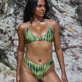 Isa Bikini Bottoms - Aurora green bikini bottoms with moderate to full coverage, mid-high waist for a flattering silhouette.