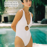 Amy, One Piece Swimsuit - White Crinkle