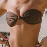 Bandeau Knot Bikini Top In Brown